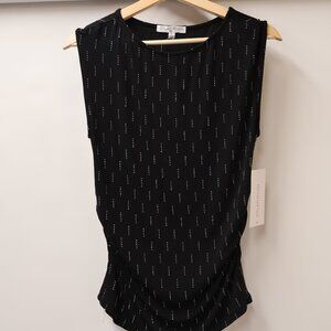 Dylan Ryan Black Sleeveless Top With Subtle Metallic Dotted Pattern - Size L